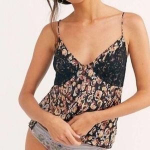Free People Little Dreams Printed Lace Cami Tank